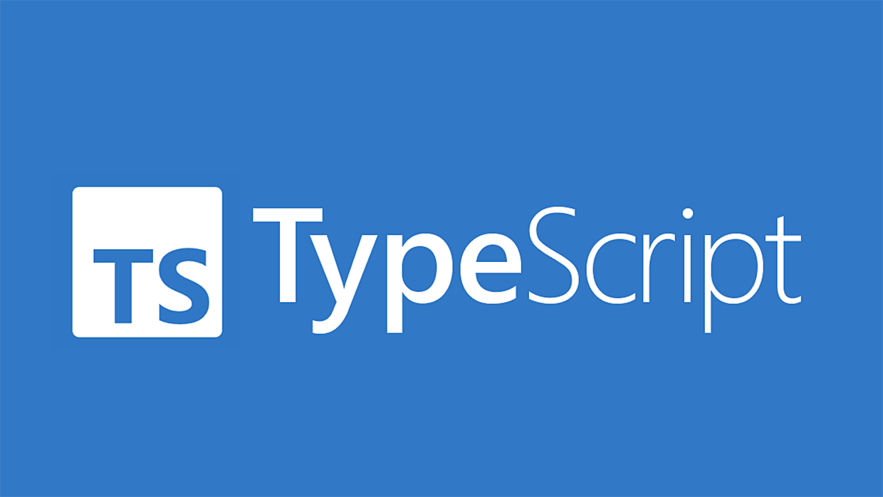 The Typescript logo, white text with a blue background.